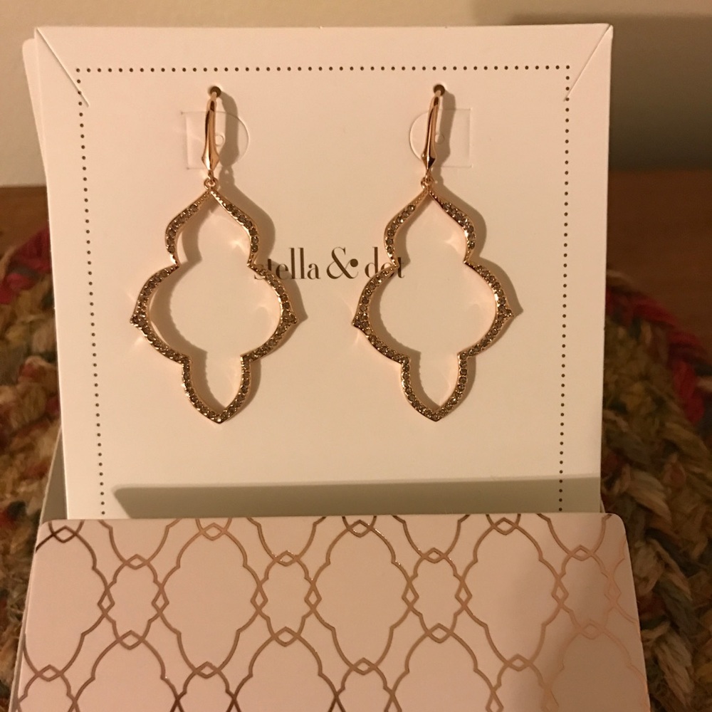 Stella & Dot Rose Gold Pave Arabesque earrings